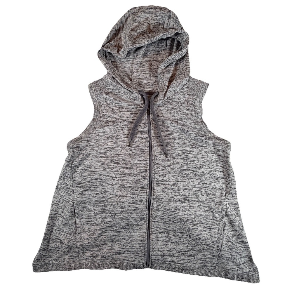 Athleta Vest Women's Sz M Gray‎ Blissful Balance Open Back Hooded Zip Up